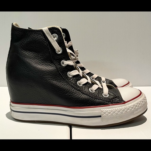 CONVERSE Ladies Black Leather High-Top Shoes US 8 - Picture 4 of 13